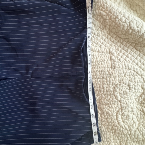 Chico's Blue + White Pinstrip Classic Straight-Leg Cut Trousers - Picture 11 of 15